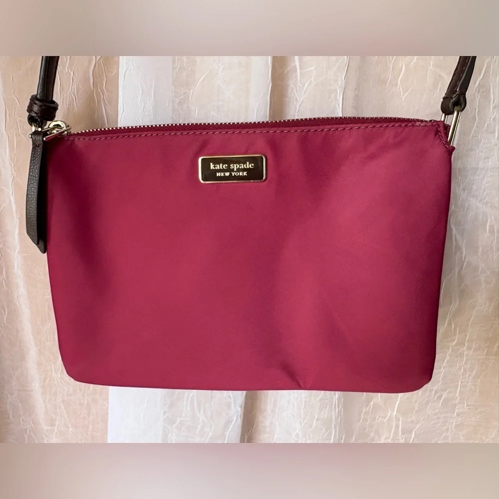 Kate Spade New York Dawn Triple Gusset Crossbody Purse-Burgundy-Preowned, EUC